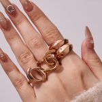 Advanced Stainless Steel Rose Gold Ring Set Design Geometric Ring Female Accessories