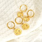 Stainless Steel Eight Awn Star Earrings Plated 18K Ear Clip Earrings Temperament Wild Zircon Earrings