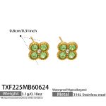 color: TXF225-Green Color Zircon Gold Earrings