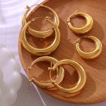 Cold Tiger Year New U-Shaped Geometric Earrings Female Simple Stainless Steel Plated 18K Real Gold Earrings