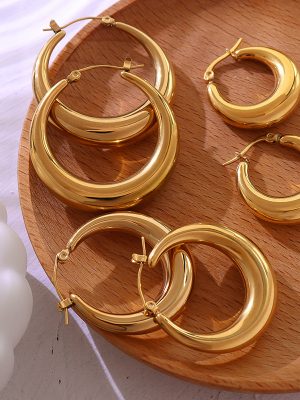 Cold Tiger Year New U-Shaped Geometric Earrings Female Simple Stainless Steel Plated 18K Real Gold Earrings
