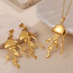 New Design Personalized Octopus Earrings Necklace Cold Jellyfish Pendant for Women