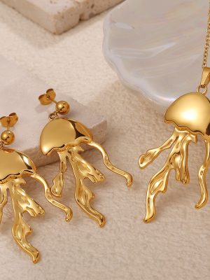 New Design Personalized Octopus Earrings Necklace Cold Jellyfish Pendant for Women