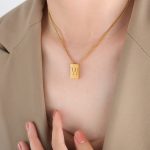 color: P1506-W Letter Gold Necklace -40+5cm