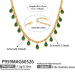 color: P959-Green Color Zircon Gold Necklace 38.5+5cm