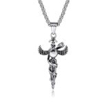 color: White Rhinestone Snake + Stainless Steel Chain