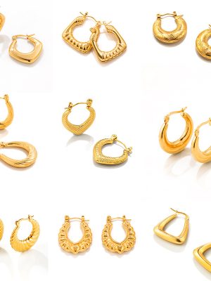 Premium 18K Stainless Steel Earrings Golden Suit Simple and Light Luxury Vintage