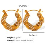 color: EH386 White Rhinestone Gold Earrings