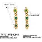 color: TXF615-Green Zircon Gold Earrings