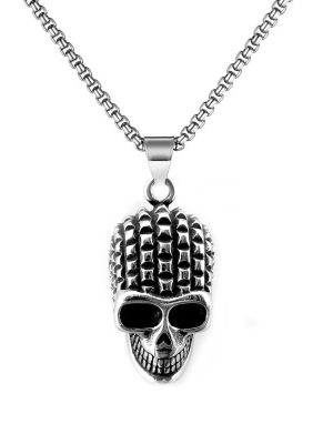 New Skull Pendant Necklace Stainless Steel Head Buddha Statue Men Punk Necklace