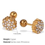 color: EH989WEG White Rhinestone Gold Stud Earrings