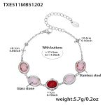 color: TXE511-Mixed Red Glass Stone Steel Color Bracelet 17+5cm