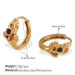 color: EH1155BKG Black Rhinestone Small Hoop Earrings