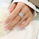 color: A431-Gold Blue Enamel Ring / size: US 7