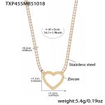 color: TXP455-Gold White Zircon Necklace 41+5cm