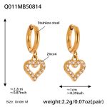 color: Q011-Gold Heart Earrings -Medium