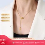 color: P329-Gold Necklace 40+5cm