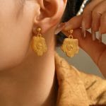 Sunflower Earrings Court Fashionable Design Stainless Steel 18K Gold Platevd Earrings