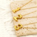 Elegance Retro Jewelry Stainless Steel Gold Plated Party Bubble Number Pendant Necklace