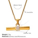 color: XL848WEG White Rhinestone Gold Necklace