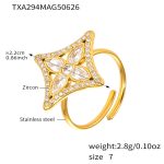 color: TXA294-Gold 5A Zircon Ring -Size 7