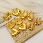 Stainless Steel High-Grade Gold Heart-Shaped Glossy Hollow Earrings Personalized Simple and Light Luxury Earrings