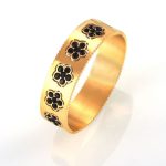 color: Z346-Black Rhinestone Gold Bangle