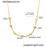 color: P057-Gold Five-petal Flower Necklace 41+5cm