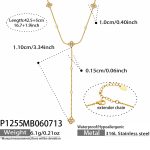 color: P1255-Four-petal Flower Zircon Gold Y Shape Necklace -42.5+5cm