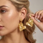 Hammered Heart-Shaped Stainless Steel 316L Earrings All-Matching Tassel Ornament Heart-Shaped Earrings for Women