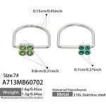 color: A713-Large Light Green Zircon Stone + Small Dark Green Zircon Steel Color Ring