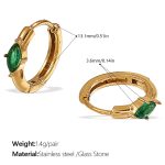 color: EH1062GNG Green Stone Gold Small Hoop Earrings