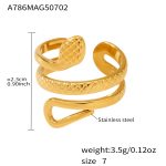 color: A786-Gold Double Layer Serpentine Ring / size: US 7