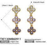 color: TXF130-Purple Zircon Gold Earrings