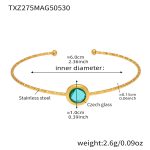 color: TXZ275-Gold Imported Czech Pale Green Glass Stone Bangle