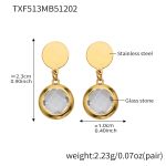 color: TXF513-White Faceted Stone Gold Earrings