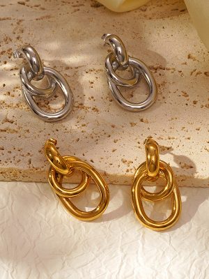 Stainless Steel Winding Earrings Women's Vintage 18K Multi-Layer Earrings Advanced Earrings