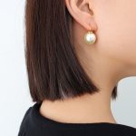 color: F369-Gold White Imitation Pearl Earrings 1 Pair