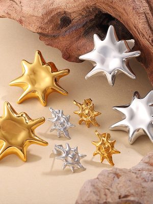 New Gold Thread Lady Temperament Stud Earrings Stainless Steel 18K Gold Plating Elegant Earrings for Women