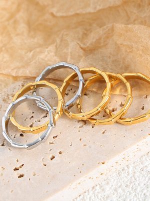 Simple Mid-Ancient All-Match Bamboo Temperament Stacked Ring Women's Non-Fading Retro Affordable Luxury Personality Ring