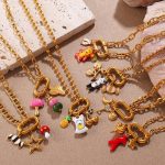 Holiday Stainless Steel Strawberry Mushroom Necklace DIY Pendant Pendant Multi-Plain Women