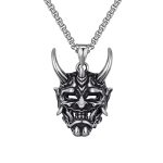 color: Silver Horn Ghost Skull + Stainless Steel Chain