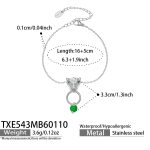 color: TXE543-Steel Color Leopard Head Green Bracelet 16+5cm