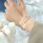 color: E094-Steel Color Three Layer Bracelet
