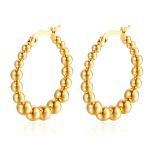 color: Round Welded Bead Earrings Gold