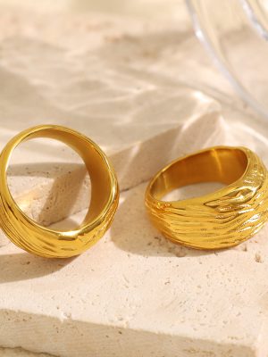 Brushed Face Retro Design Italian Texture New Ring with Ornament