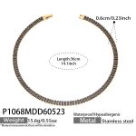 color: P1068-Black Zircon Necklace -36cm