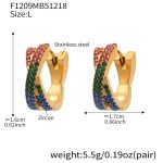 color: F1209-Colorful Zircon Earrings -Large