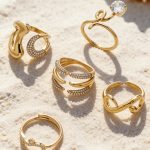Super Flash Stainless Steel Fine Diamond Inlaid Zircon Opening Index Finger Ring Combination 18K Gold Plating Simple Ring
