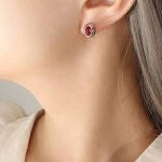 color: F171-Steel Color Red Zircon Stud Earrings